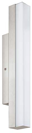 EGLO LED Wandlampe Torreta, Spiegelleuchte, Wandleuchte Bad aus Metall und Glas, Badezimmer Lampe in Nickel-Matt, Weiß, LED Feuchtraumleuchte neutralweiß, IP44, L 35 cm