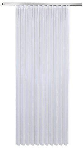 Gardine / Gardinenstore / Vorhang mit Gardinenband MARRY / weiß / halbtransparente Qualität / modernes Einerfaltenband / Gardinenstore in drei Höhen (B/H: 200cm x 245cm)