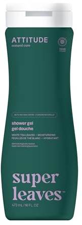 ATTITUDE Body Wash, EWG Verified Shower Gel, Dermatologically Tested, Plant and Mineral-Based, Vegan Personal Care Products, White Tea Leaves, 473 mL
