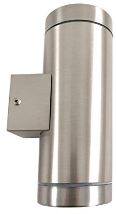 Trango IP44 Up & Down Light in Rund aus Edelstahl BS302 für Innen & Außen, Außenwandleuchte, Außenstrahler, Wandstrahler, Wandleuchte, Außenlampe geeignet für je 2x GU10 (ohne Leuchtmittel)