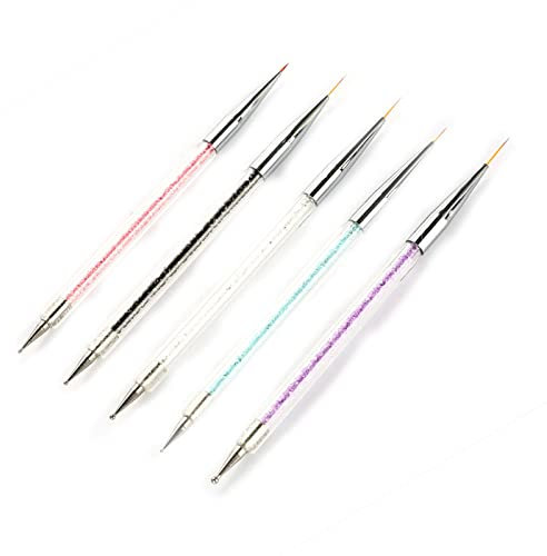 5 Nail Art Brocha set Crystal Punk tierung línea lápiz Pintura Brocha set Salon Diseño Lápiz Nail Art Manicura Herramientas Kit