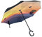 Mnsruu Double Layer Inverted Umbrellas Heater In The Sunset Folding Umbrella Windproof UV Protection Upside Down for Car Rain With C-Shaped Handle