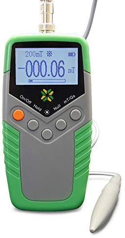 AMTAST TES11A Tesla-Tester, digitales Gauss-Messgerät, Oberfläche magnetisches Feldmessgerät, Metallsonde, Guassmeter mit Ns-Funktion