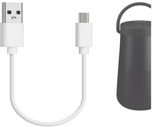 Geekria Cable de carga corto para altavoces micro USB, compatible con Bose SoundLink Color II, SoundLink Micro, cargador Revolve+, cable de carga de repuesto USB a Micro-USB (30 cm)