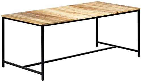 vidaXL Raues Mangoholz Massiv Esstisch Industrial Küchentisch Esszimmertisch Holztisch Tisch Massivholztisch Speisetisch 180x90x75cm Eisenbeine