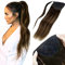 LaaVoo Zopf Extensions Echthaar Braun Ombre Echthaar Pferdeschwanz Extensions Balayage Dunkelbraun Ombre Hellbraun Clip in Ponytail Extensions Echthaar Zopf Unsichtbar 40cm 80g #2/8/2