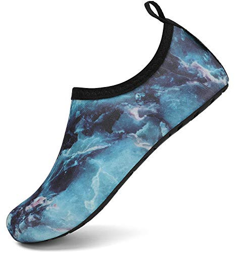 SAGUARO Chaussures de Plage pour Homme Femme Séchage Rapide Aquatiques Chaussettes Léger À l'aise Chaussons de Piscine Antidérapant Chaussures de Bain Gris Eau 46/47 EU