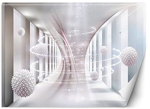 Feeby Wandtapete Fototapete Vlies Tunnel Wirbel 3D-Formen 250x175 cm Rosa Modern Tapete Wohnzimmer Schlafzimmer Abstrakt 3D-Effekt