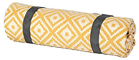 wasserdichte Picknickdecke, Baumwolle Stranddecke Sanddicht Tragbar Faltbar Teppich Matte Waschmaschinenfest Zum Camping Reise Garten Wandern 150X150Cm 150X200Cm (Gelb, Lila)