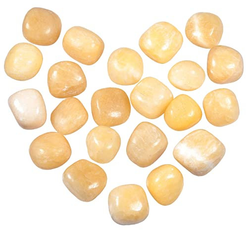 Nupuyai 460g Unregelmäßige Gelbe Jade Trommelsteine Polierter Kristall Handschmeichler Stein Dekorstein für Vasen, Garten, Landschaft, Chakra Meditation, Heimdekoration