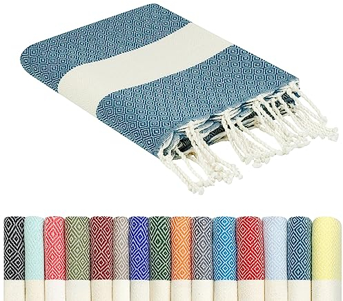 furora Holiday Strandtuch groß 100x200 cm: Baumwolle, leicht lang dünn kompakt - Premium Qualität | Hamamtuch Saunatuch, Fouta Strandhandtuch XXL | Damen & Herren Badetuch Stranddecke Picknickdecke