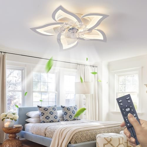 REYDELUZ Ventilador de Techo con Luz LED Regulable Lámpara de Techo Moderna con Control Remoto 3 Temperatura de Color y 6 Velocidades Ventilador De Techo con Iluminación para Dormitorio Restaurante