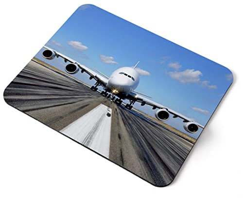 Computer Mouse Mat Pad - A380 Airbus Plane Runaway Pilot Home Office PC Desk Accessory Flexible Fabric Top Large 5mm Laptop Desktop Printed Art Ergonomic #8108