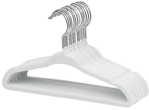 ManGotree Baby Samt Kleiderbügel für Säuglinge und Kleinkinder, 27,8cm Kinder Größe, 360 Grad Drehbar, Ultradünnes und Rutschfestes Design, 15 Stück (Weiß)