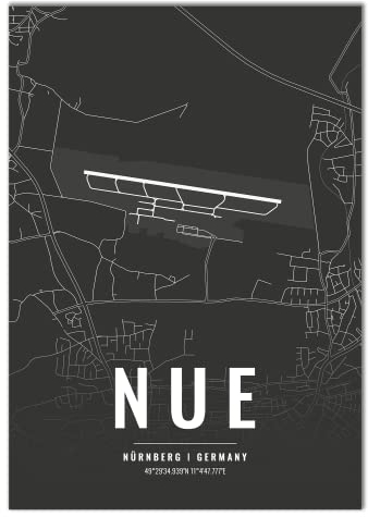 Vacentures Flughafen Poster - NUE - Nürnberg Wanddekoration Airport Poster Nürnberg (50x70 CM)