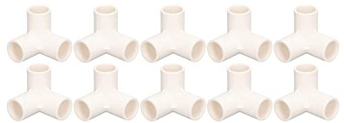 Eujgoov 10PCS 3 Way PVC Pipe Fittings, 25mm Inner Diameter, White, Elbow & Tee Connector, for Water Pipes, Furniture & Greenhouse