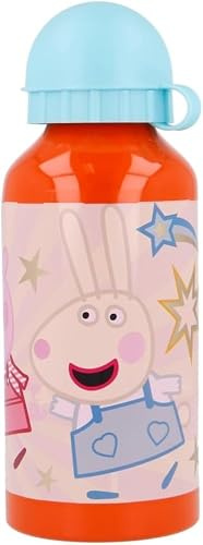 400ml Peppa Pig, Water Bottle for Kids - 13.5 oz Leakproof Aluminum Sports Bottle for School, Cycling, Running, Camping, and Outdoor Activities