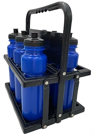 RHINOS sports Lot de 6 gourdes 750 ml avec support Bleu