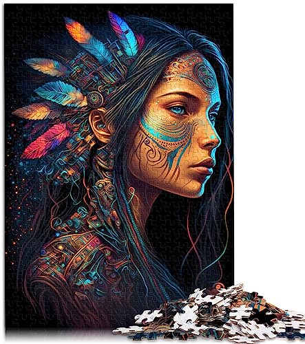 Puzzles für Erwachsene, Geschenke: Indianer-Prinzessin, 1000-teiliges Puzzle für Erwachsene, geeignet für Erwachsene und Kinder über 12 Jahre, Papppuzzles, tolles Geschenk für Erwachsene