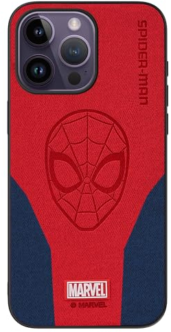 IRON SPIDER Schutzhülle für iPhone 15 Pro Max mit Superhelden-Charakter, kompatibel mit iPhone 15 Pro Max, Lederhülle, Rot + Blau (Spider)