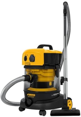 VITO - Aspirateur Plâtres Eau et Poussières 1200W Cuve 25L Professionnel Chantier Atelier