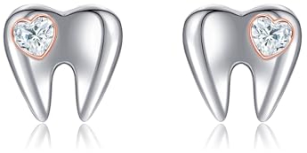 Zahn Ohrringe Zahn Geschenke Sterling Silber Zahn Stud Ohrringe Zahn Schmuck für Frauen Mädchen (Zahn Ohrringe 2)