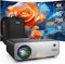 WIAONE Tkisko Projector with Wifi and Bluetooth, 700 ANSI Full HD 1080P Projector 4K Supported, Portable Outdoor Movie Projector, 4D/4P Keystone & 50%-100% Zoom, Smart Projector for Phone/PC/TV Stick
