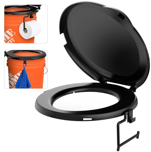 PAHTTO Tragbarer Toilettensitz für 5 Gallonen Eimer, Camping Toilettensitz mit Deckel, Weiß, Modern, Polypropylen, WC-Sitz mit 5 Gallonen Eimer, Camping-Sanitärbedarf