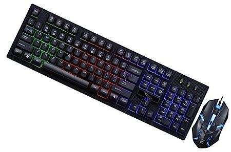 Veemoon 1juego Teclado y Ratón USB para Gaming Kit Mecánico Luminiscente para Oficina Diseño Ergonómico y Duradero para Cafés y Uso Hogar