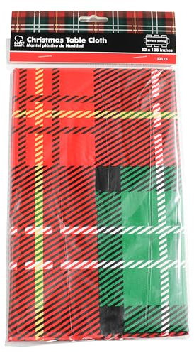 Chef Craft Weihnachtliche Tischdecke, kariert, 132 x 274 cm, Rot, Grün, Gelb und Weiß