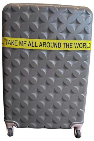 4 Stück Premium Koffergurt | Kofferband | mit Spruch Hochwertige, Reißfeste Gepäckgurte mit Verstärkten Nähten und Optimierter Schnalle – Robust (4er Set Gelb)