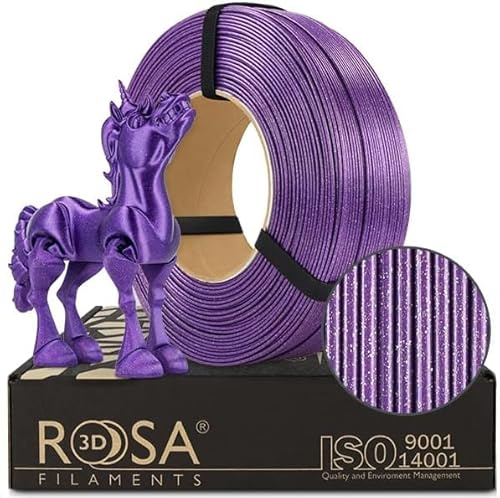 ROSA3D PLA Glitzer Filament 1.75 mm für 3D Drucker, Violett Refill 1 kg
