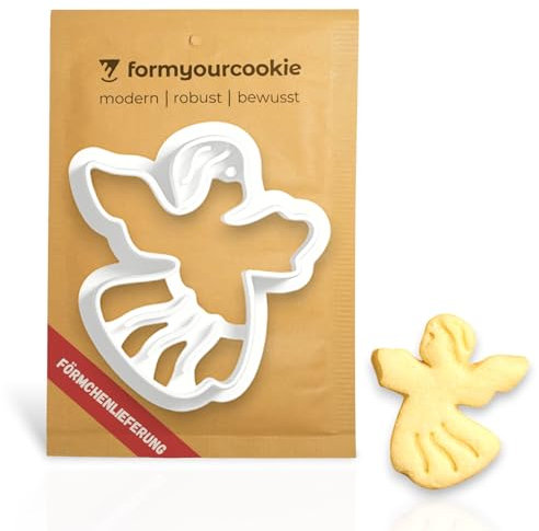 Weihnachtsausstecher Engel mit Stempel für Plätzchen mit Prägung Ausstecher Weihnachten Keksausstecher Ausstechform Geschenk Nikolaus Backzubehör Küche FORMYOURCOOKIE