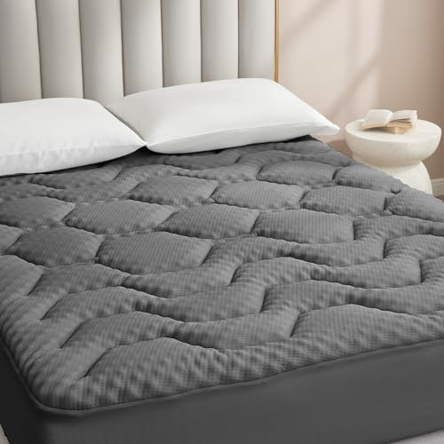 EHEYCIGA Surmatelas 80 x 190 Memoire de Forme, Fibre de Rafraichissant sur Matelas 1 Personnes 80x190 avec Poche Extra Profonde, Gris Foncé