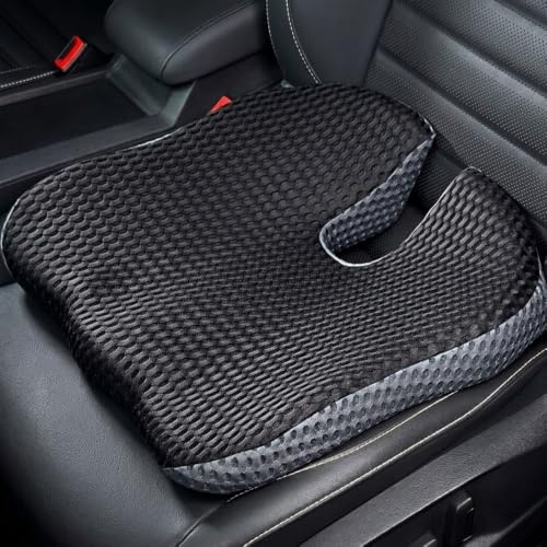 FOUNDCOOL Memory Foam Wedge Car Seat Cushion for Driving Comfort & Support | Ergonomic Adult Booster, Driver Lower Back Pressure Alleviation, Sciatica Coccyx Tailbone Pain Relief, Fits Most Chairs