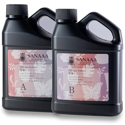 SANAAA Gomma Siliconica Liquida per Stampi da Colata, 5A Silicone Liquido Trasparente Silicone per Stampi, 1:1 Rapporto per Realizzazione di Stampi in Silicone, Colata, Stampi Resina DIY (1100 gr)