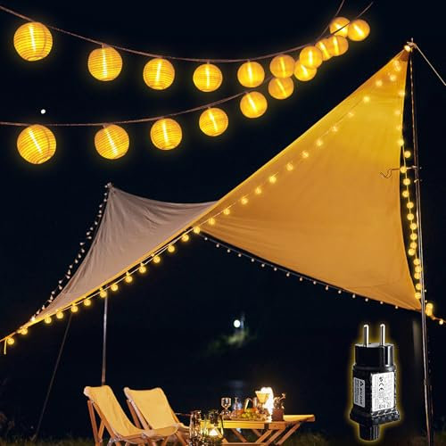 SALCAR LED Lampions Lichterkette Strom, 20M 40 LED Lampions Außen Wetterfest mit Timer, 8 Modi Laternen Lichterkette Aussen für Garten Balkon Terrasse Hof Deko, Warmweiß
