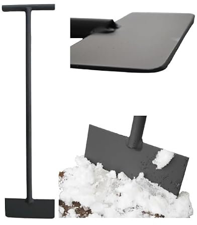 LogistSystem Flache Schaufel - 102 cm - Schneeschaufel - Eiskratzer - Eisschaber mit Langem Stahl Stiel - Schwarz Eishacker - Eisentfernungswerkzeug für Straße Gartenreinigungsschaber