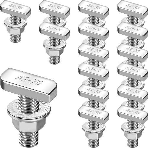 Jyvex 15 Stück Hammerkopfschrauben M8x25 Edelstahl A2-70, Hammerkopfschraube mit Sperrzahnmuttern Flanschmuttern M8 Schrauben für PV Solar Montageschienen Gewächshaus und Photovoltaik-Montage