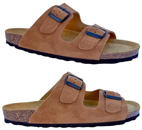 GONKOS®, Sandali Uomo Donna in Pelle, Vera Pelle, Sughero Naturale, Sandali Donna Estive Ciabatte Donne Uomo, Qualità Made in Spain, Colore Muscade Taglia 39