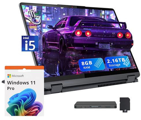 Lenovo IdeaPad Flex 5i 14 WUXGA Touch 2-in-1 Laptop, Intel i5-1235U, 8GB LPDDR4X, 2.16TB Storage (2TB SSD + 160GB Docking Station), Tastiera retroilluminata, Lettore di impronte digitali, Wi-Fi 6