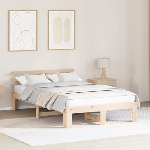 vidaXL Modernes Kiefernholz Bettgestell 140 x 190 cm Matt Langlebig Und Stilvolles Möbel Einfacher Aufbau Unterstützt 200 kg Ideal Für Erwachsene Unisex Komfort. Massiv Stabiles Schlafen Kompakt