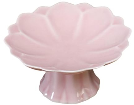 Fenteer Plato de cerámica con Base para Fruta, Bandeja para Frutas y postres, Expositor para decoración del hogar, Rosa