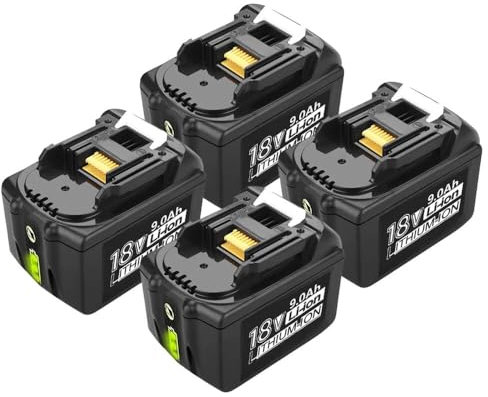Lot de 4 batteries de rechange 9 Ah compatibles avec les outils électriques sans fil Makita 18 V et chargeur BL1860B, BL1830B, BL1840B, BL1850B, BL1820, BL1825