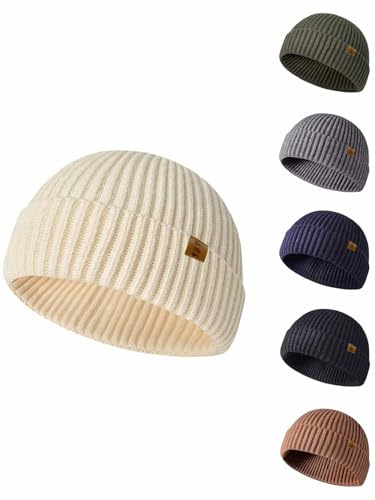 Yutdeng Beanie Strickmütze Dockermütze Fischermütze Docker Cap Herren Damen Fischer Mütze Kurz Seemannsmütze Herren Docker Mütze Fisherman Trawler Wintermütze Mützen Frühling Herbst Winter