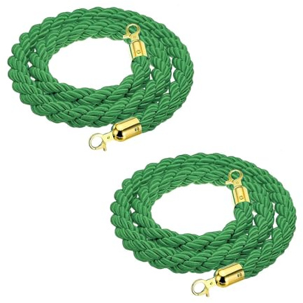 LQSYBHD Corda Barriera Verde,Stanchion Rope,Corda di Controllo della Folla,Corda Stanchion con Ganci A Scatto,Corda in Velluto,Corda per Corrimano(Size:3.3ft)