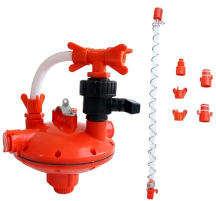 KiBcsLic Wasserregler Automatischer Tränker Leitungsregler Druckminderer Ventil mit Doppelt Gesichertem Ventil Und Einfachem Aufbau für Geflügelhaltung Hühner, Rot