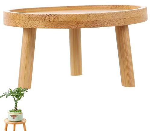 YANJIY Pflanzenhocker Holz Klein, Hocker Holz Für Blumen, Topfpflanzenständer, Blumentopf Basishalter Rund, Blumenbank Für Innen Fensterbank, Blumenhocker Deko Für Indoor, Outdoor (18 x 11,5 cm)
