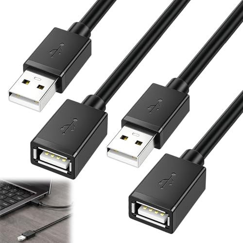 Yupaluz 2 Pcs USB Extension Cable 2m, 2 Metre USB Extension Cable, Male to Female USB Cable, USB 2.0 High Speed Data Extender Lead for Keyboard, Mouse, Printer, USB Disk, Laptop, PC & Accessories