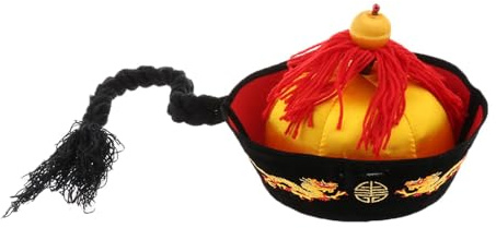 Luwecf Chinesischer Kaiserhut mit Im Antiken Stil Und Aufgedrucktem Drachen Als Hut Prinzenmütze Kostümbegleiter für Cosplay Karneval Veranstaltung, 58cm